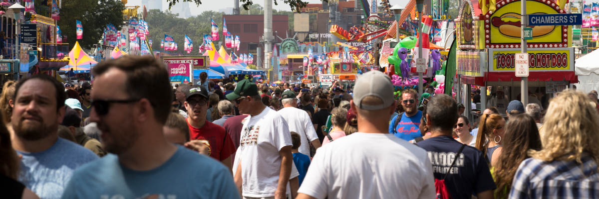 A large group of people at the Minnesota State Fair. 